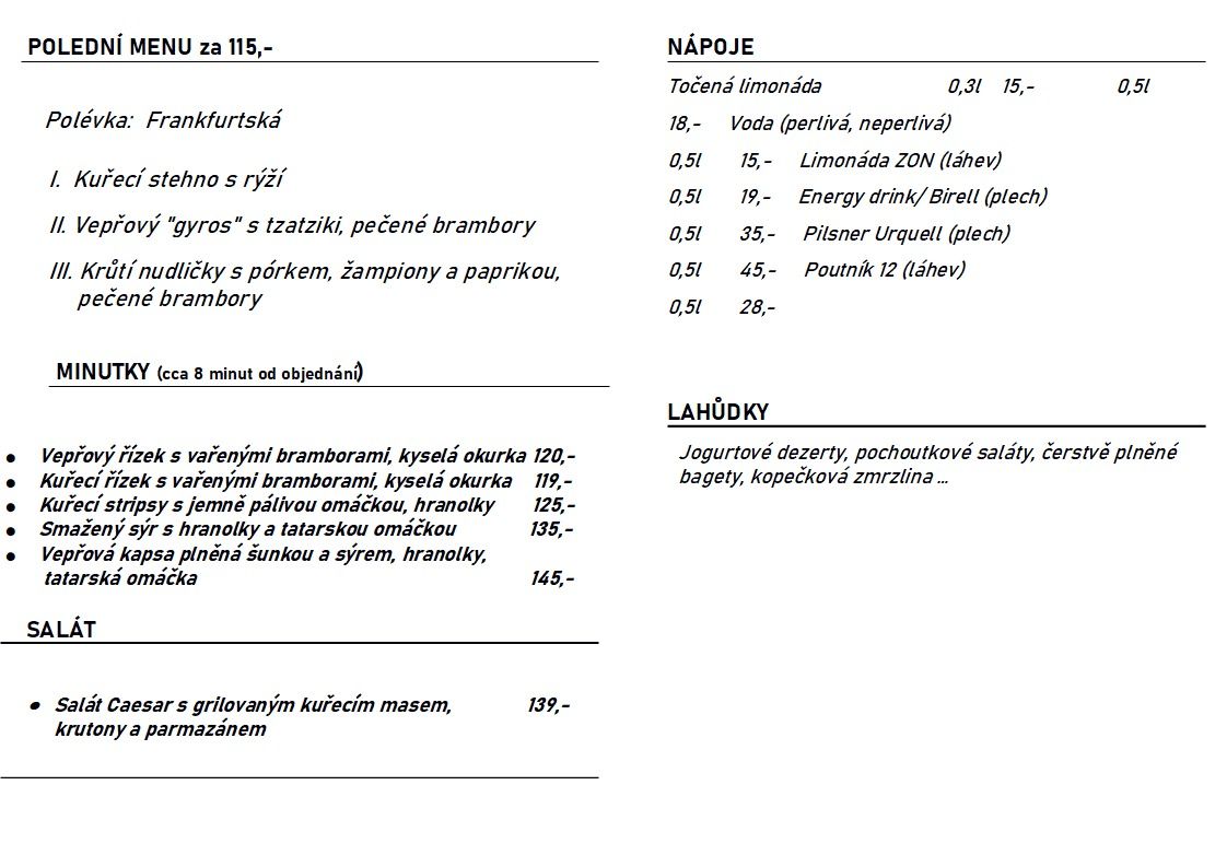 menu - jídelna Agos